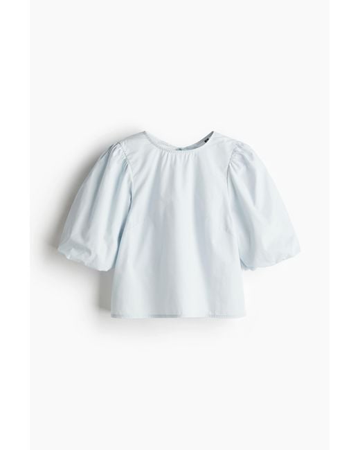 H&M Blue Bluse mit Puffärmeln