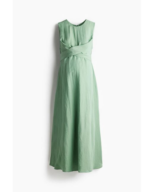 H&M Green MAMA Kleid aus Leinenmix