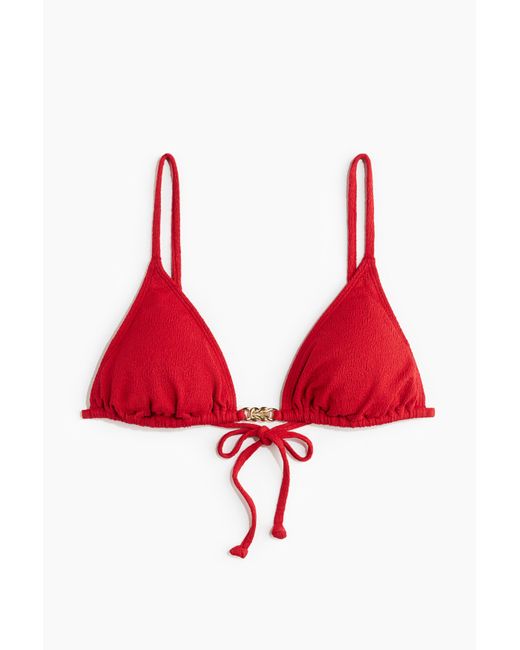 H&M Red Wattiertes Triangel-Bikinitop