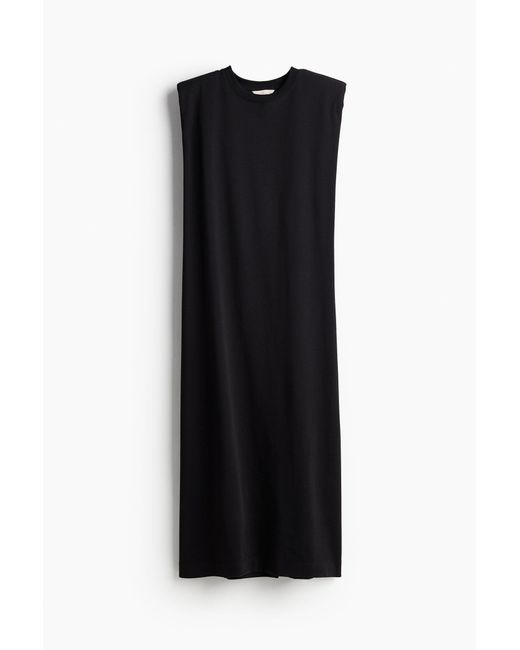 H&M Black Ärmelloses Kleid mit Schulterpolstern