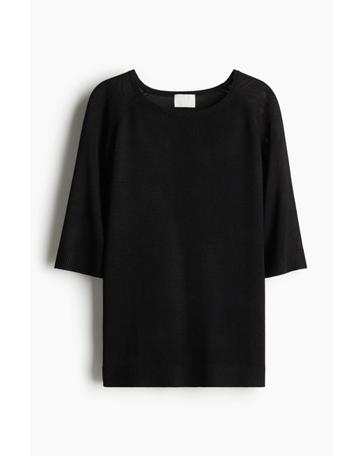 H&M Black Gestricktes T-Shirt