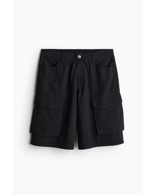 H&M Black Cargo-Shorts aus Canvas