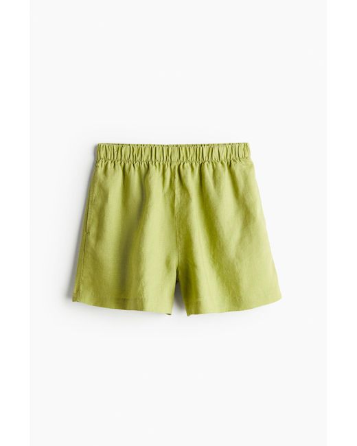 H&M Green Pull-on-Shorts aus Leinen