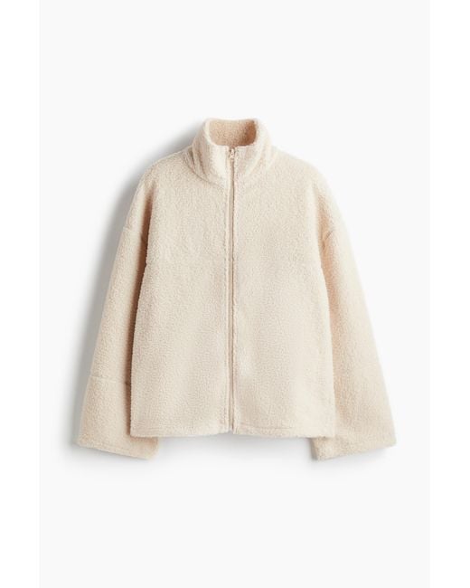 H&M Natural Jacke aus Teddyfleece mit Frontreißverschluss