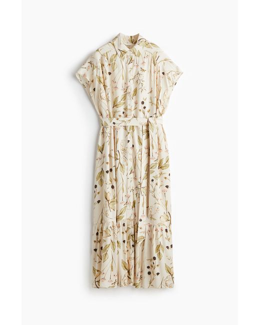 Robe Chemise Avec Ceinture À Nouer H&M en coloris Natural