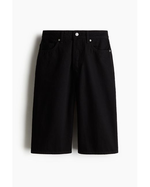 H&M Black Hohe knielange Denimshorts