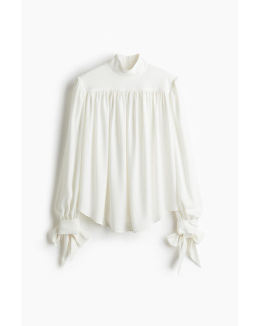 H&M Blouse Met Schoudervullingen in het White