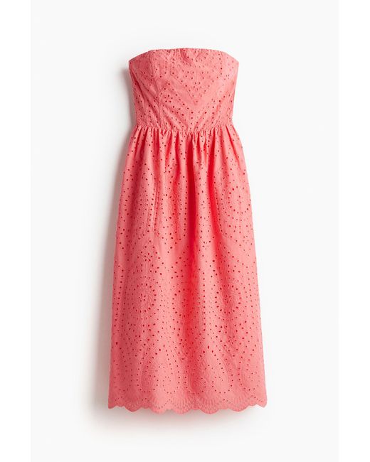 H&M Pink Bandeau-Kleid mit Broderie Anglaise