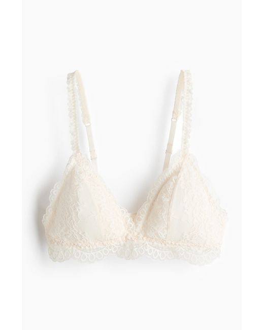 H&M White Wattierter Soft-BH mit Spitze