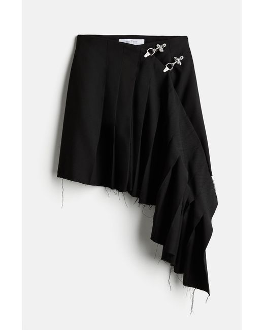 Jupe asymétrique en laine mélangée H&M en coloris Black