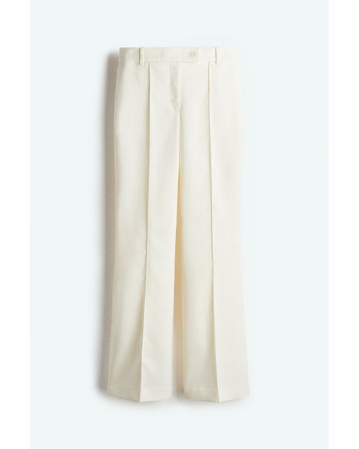 H&M Flared Broek Met Persvouwen in het White