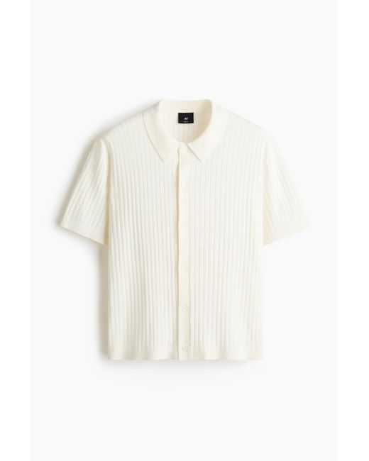 H&M Ribgebreid Overhemd in het White voor heren