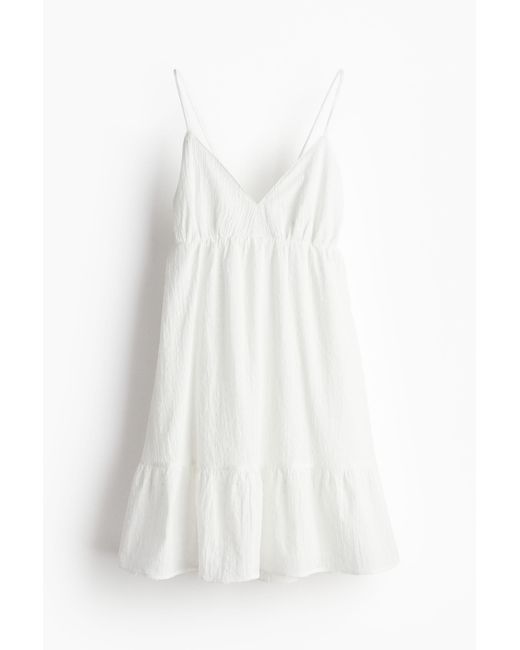 H&M White Open-back crêpe dress