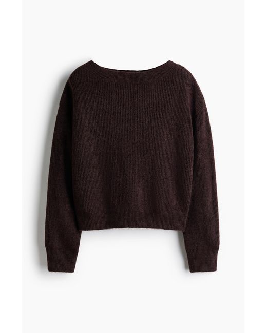 H&M Black Oversized Pullover mit U-Boot-Ausschnitt