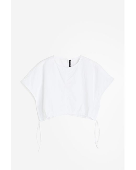 H&M White Kurzshirt mit Kordelzügen