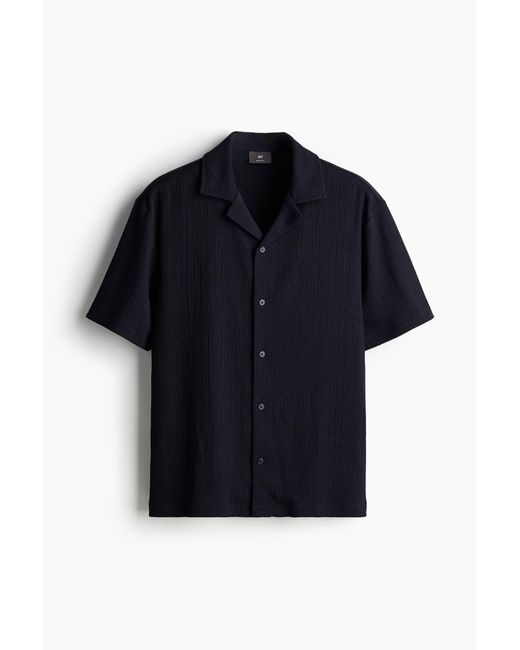 H&M Gecrinkeltes Freizeithemd in Regular Fit in Blue für Herren