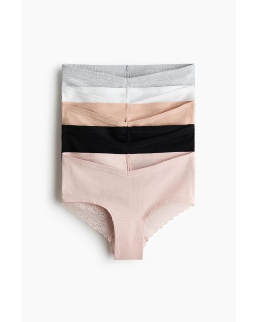 H&M White MAMA 5er-Pack Baumwollhipster mit Spitze