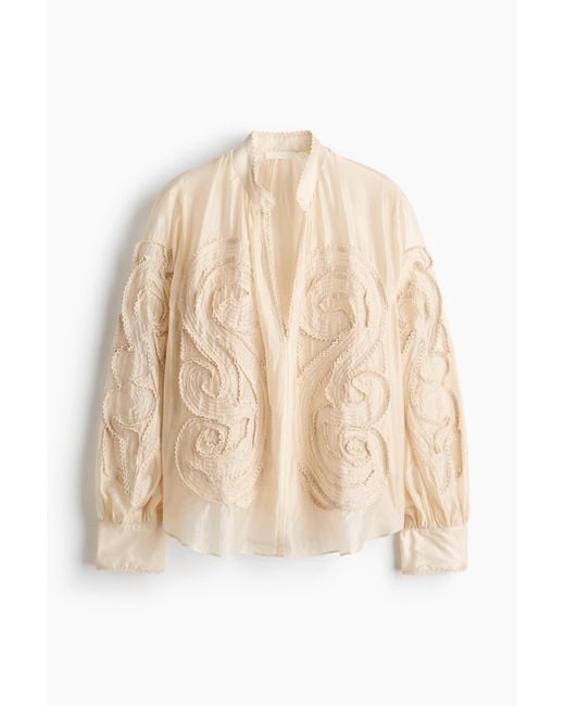 Blouse Brodée H&M en coloris Natural