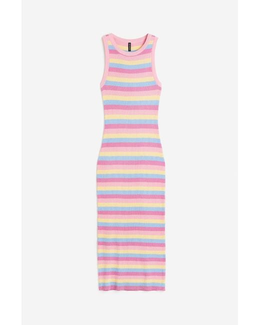 H&M Pink H & M+ Bodycon-Kleid in Rippstrick