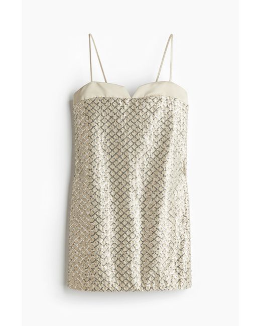 H&M White Verziertes Trägerkleid