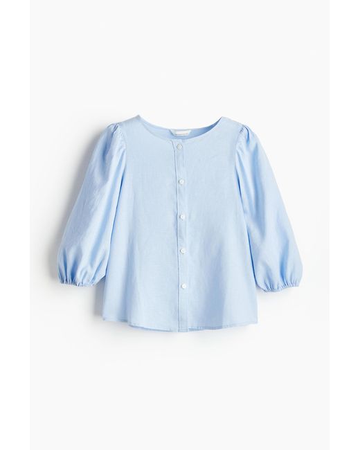 H&M Blue Bluse aus Leinenmix