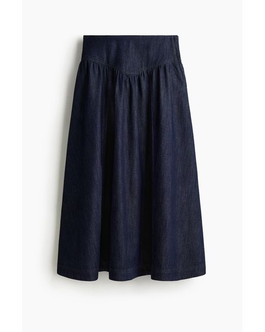 H&M Flared Denim Rok in het Blue