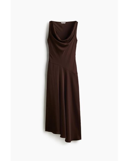 H&M Brown Kleid mit Wasserfall-Ausschnitt
