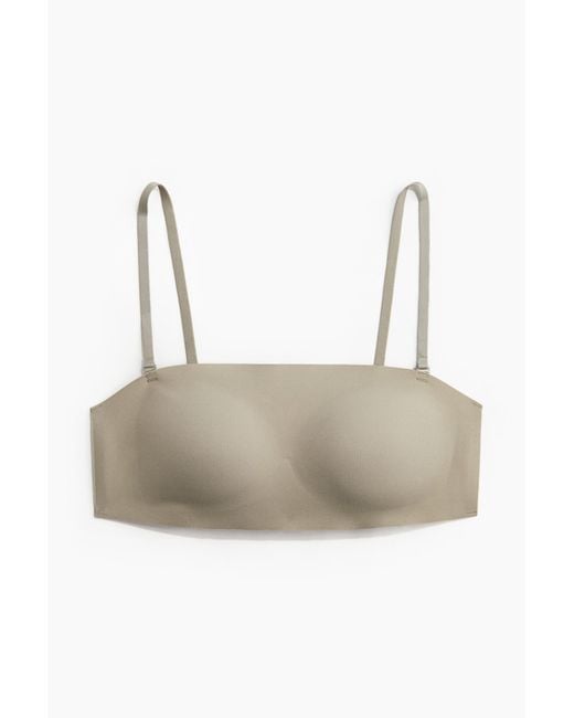 H&M White Wattierter Bandeau-BH aus Mikrofaser