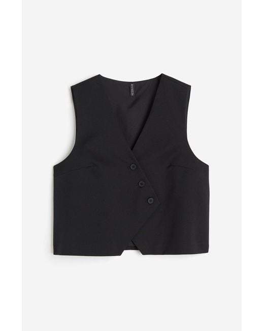 H&M Asymmetrisch Belijnd Kostuumgilet in het Black