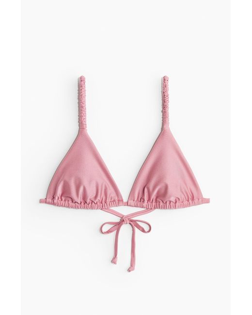 H&M Padded Triangelbikinitop in het Pink