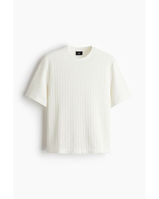 H&M T-Shirt im Häkellook in Regular Fit in White für Herren