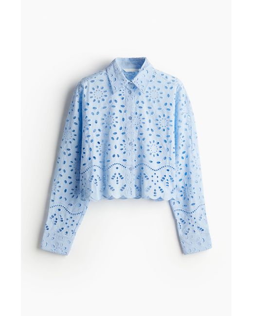 Chemise avec broderie anglaise H&M en coloris Blue