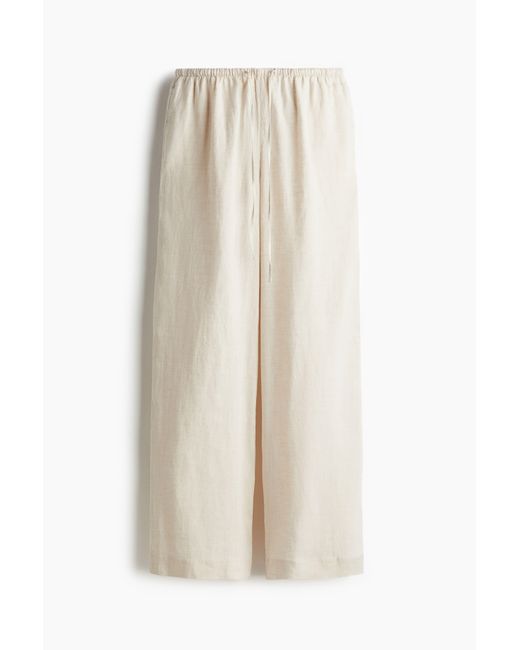 H&M Linnen Broek Met Drawstring in het White