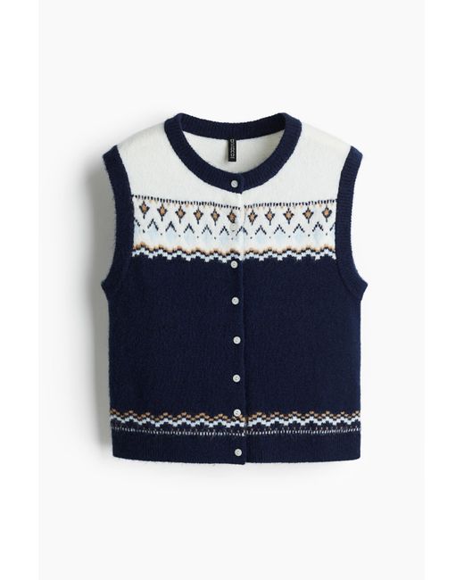 H&M Blue Pullunder in Jacquardstrick