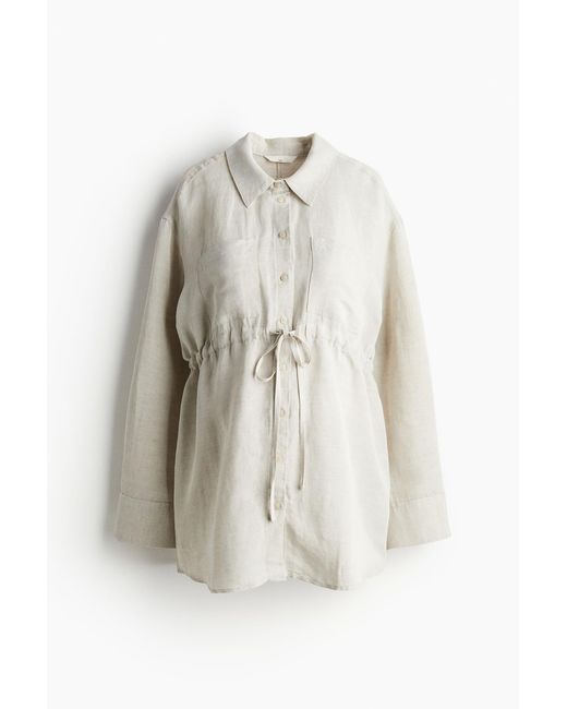 H&M Mama Before & After Overhemdblouse Van Linnenmix in het White