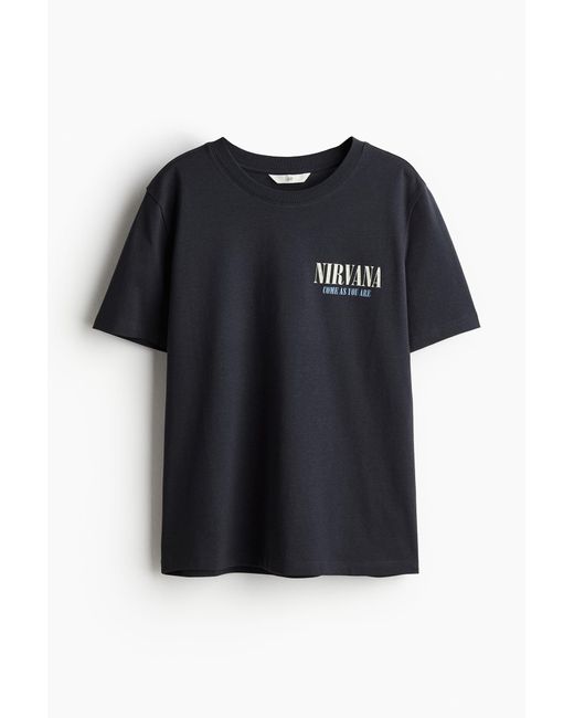 H&M Black T-Shirt mit Motiv