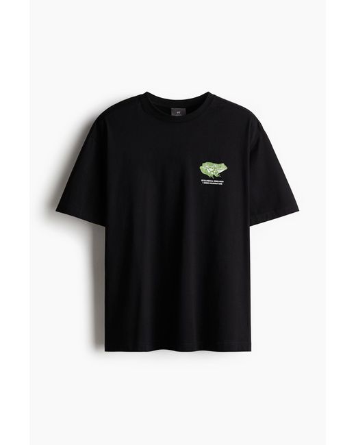 H&M T-shirt Met Print in het Black voor heren