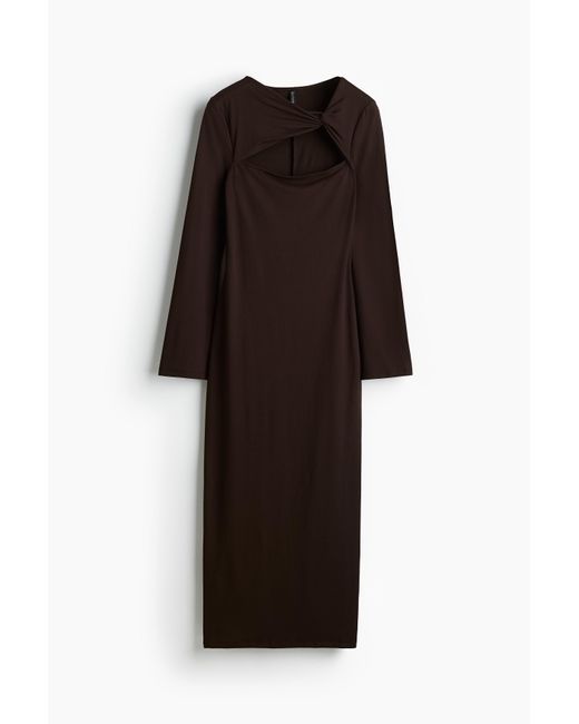 H&M Brown Bodycon-Kleid mit Cut-out