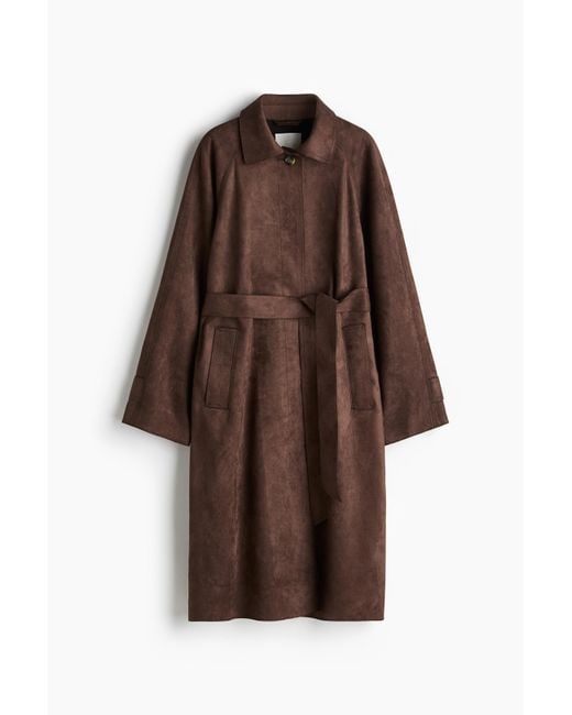 H&M Brown Mantel mit Bindegürtel