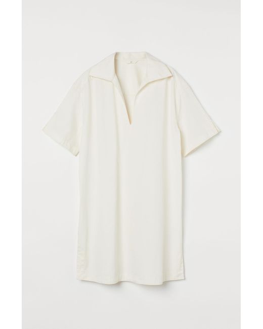H\u0026M Cotton Twill Dress in White - Lyst