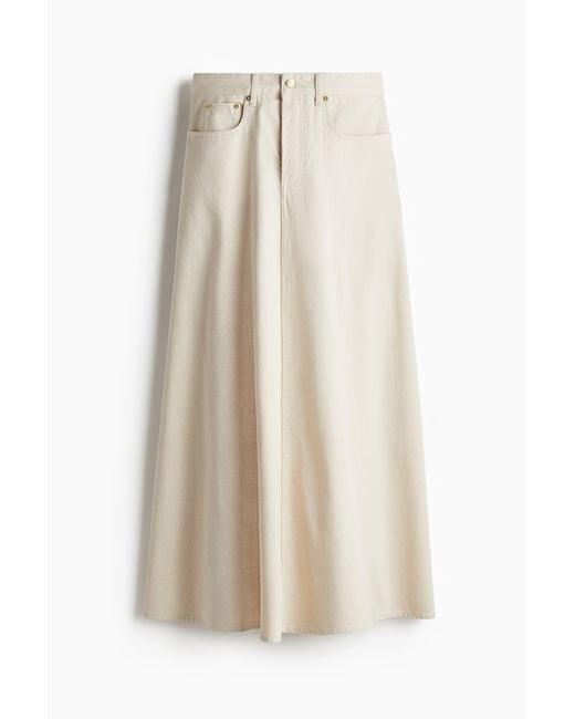 H&M White Ausgestellter Denimjupe