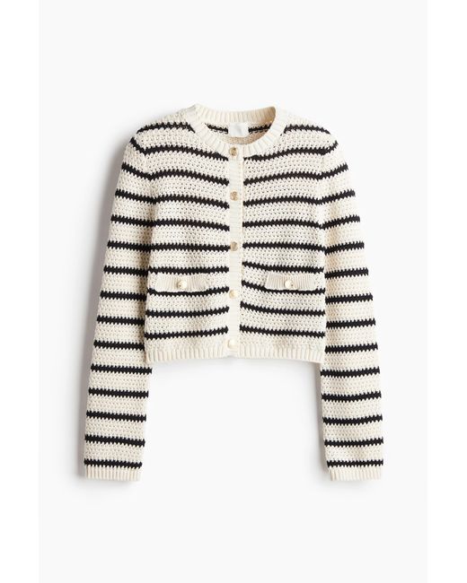 H&M White Cardigan in Strukturstrick