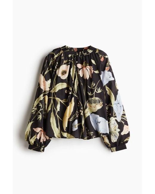 H&M Black Bluse mit Stehkragen