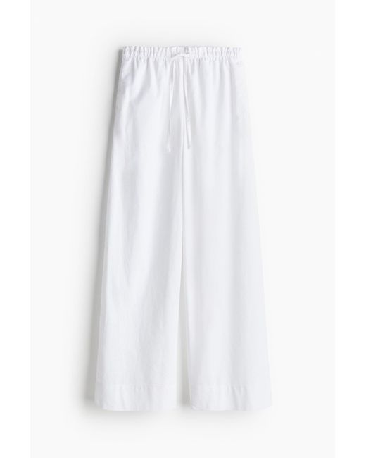 H&M White Weite Hose aus Leinenmix