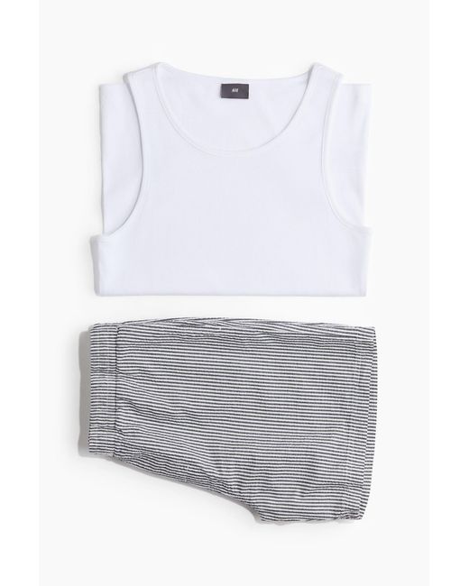 H&M Schlaftop und Shorts in White für Herren