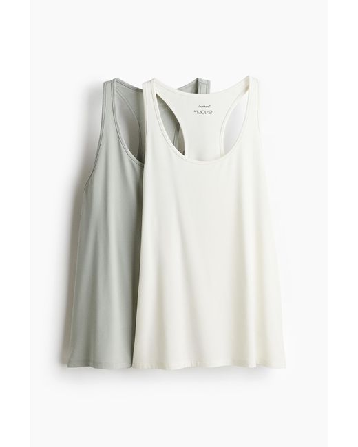 H&M White 2er-Pack Sport-Tanktops mit DryMoveTM