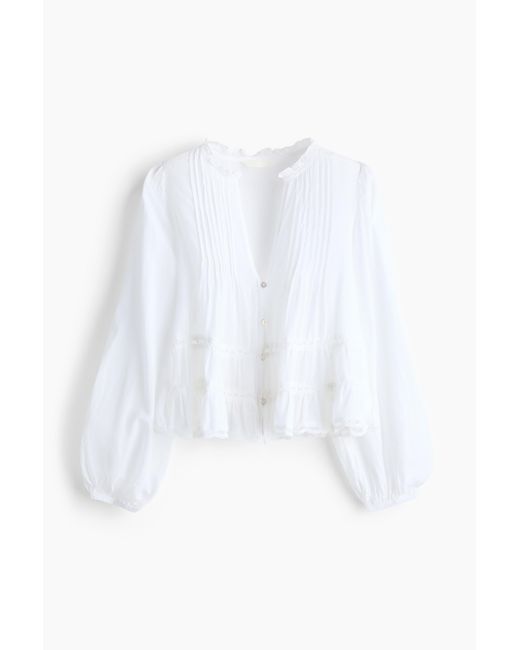 H&M White Biesenbluse