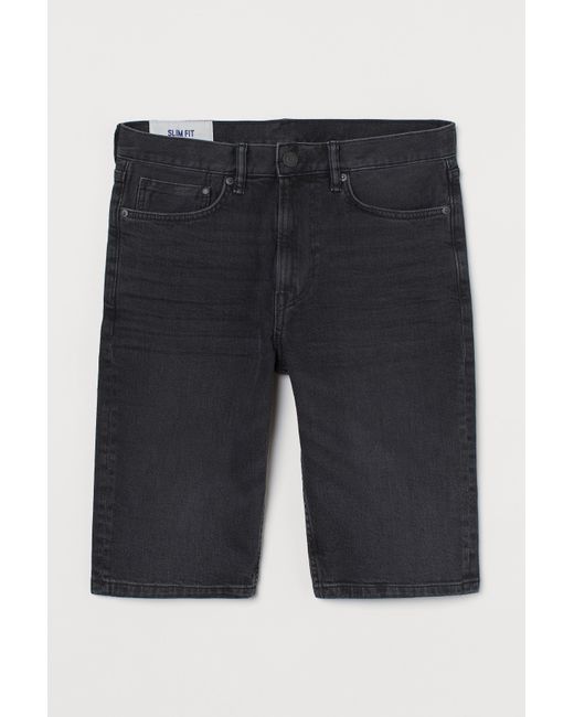 h&m black denim shorts