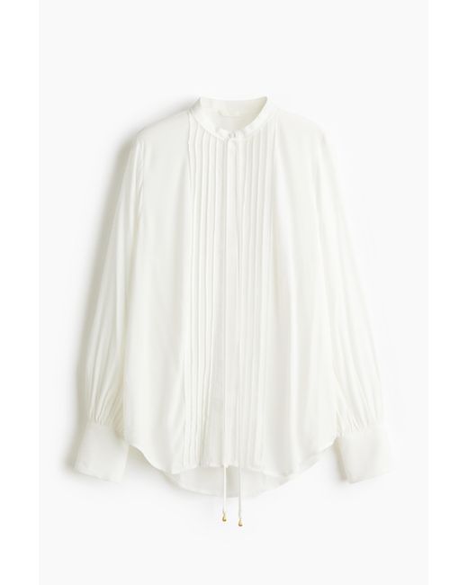 H&M White Bluse mit Biesen
