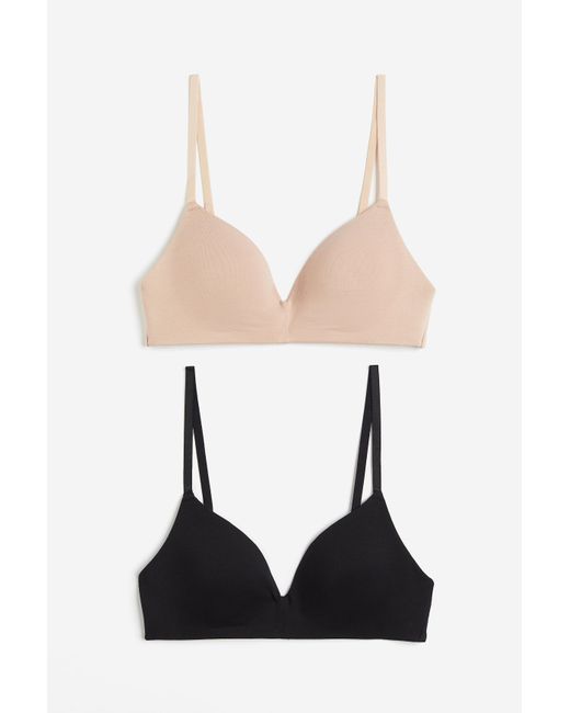 H&M Set Van 2 Padded Soft-bh's Van Katoen in het White
